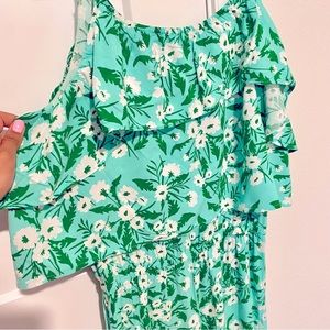 Floral Green Girls’ Full-Length Romper